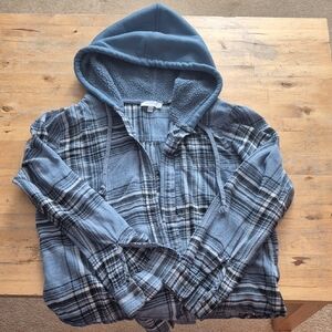 Cozy Blue Plaid Hooded Sweatshirt